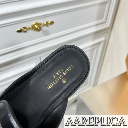 Replica Louis Vuitton Major Open-back Loafers In Black Leather 4