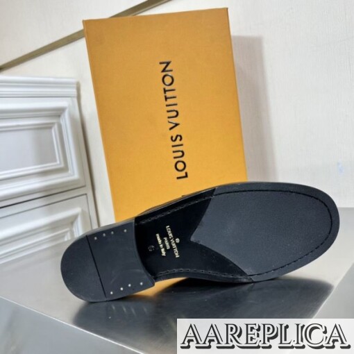 Replica Louis Vuitton Major Open-back Loafers In Black Leather 7