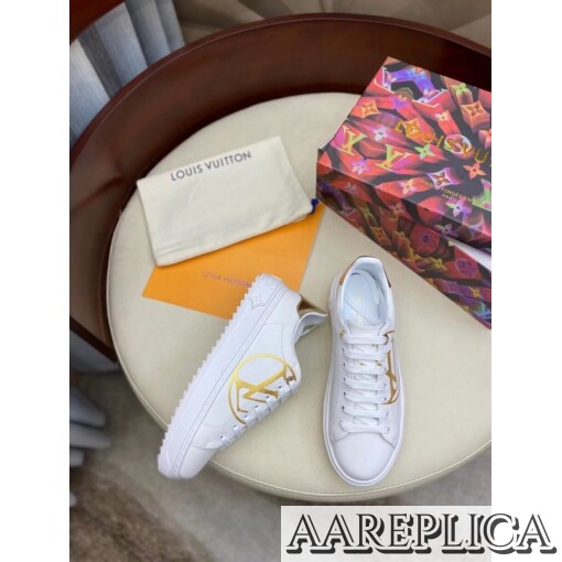 Replica Louis Vuitton White/Gold Time Out Sneakers 3