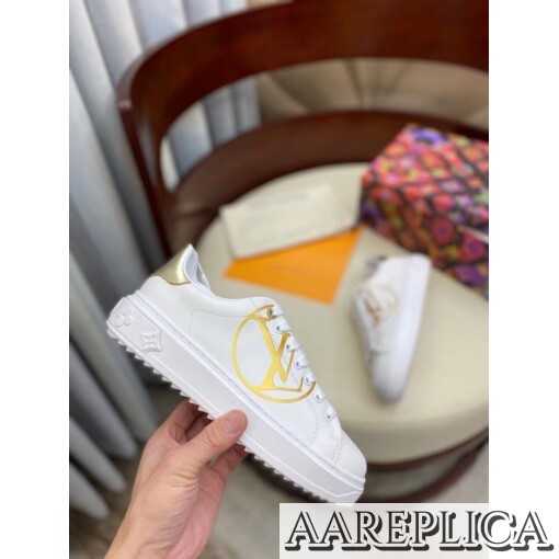 Replica Louis Vuitton White/Gold Time Out Sneakers 6