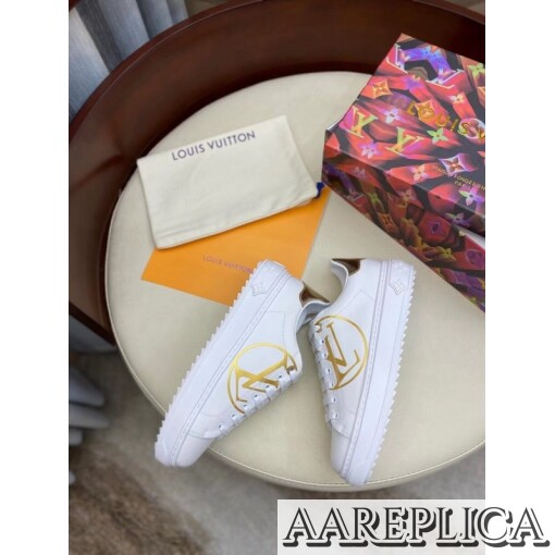 Replica Louis Vuitton White/Gold Time Out Sneakers 7