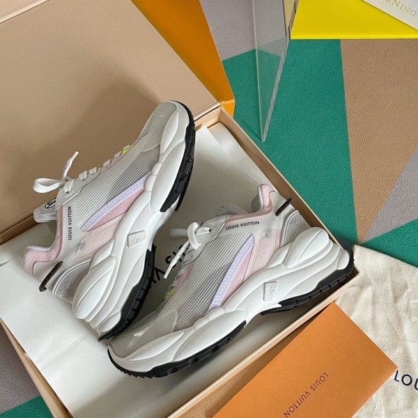 Replica Louis Vuitton Women's Run 55 Sneakers In White Materials