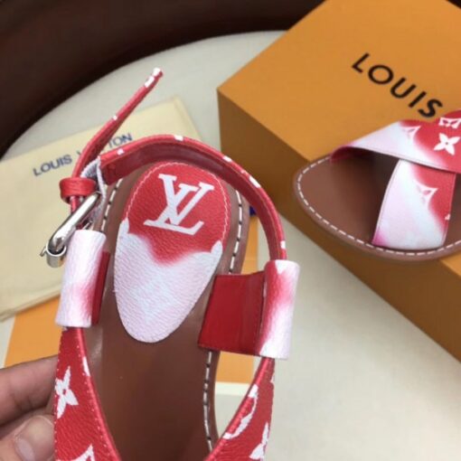 Replica Louis Vuitton LV Escale Palma Flat Sandals Red 7