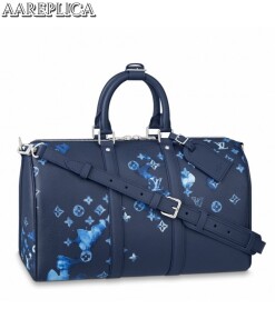 Replica Louis Vuitton Keepall Bandouliere 40 Ink Watercolor Leather M57845