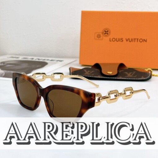 Replica Louis Vuitton Tortoise LV Edge Sunglasses Z1474E 2