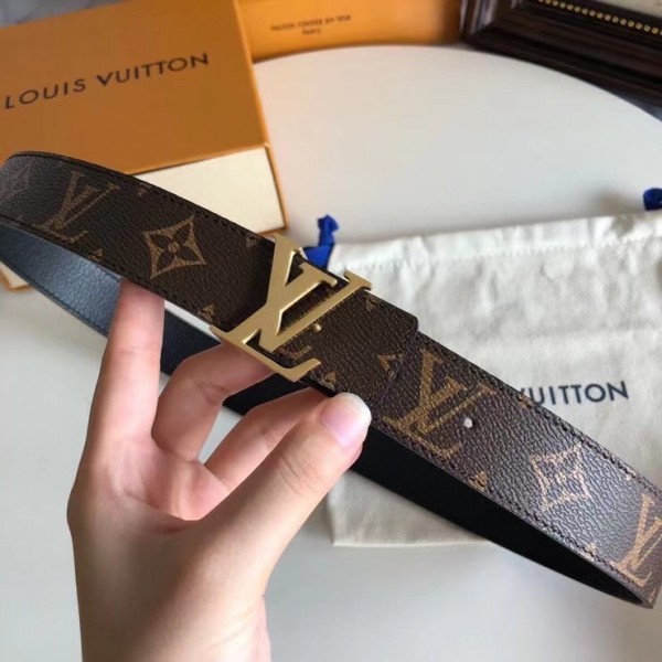 Louis Vuitton LV Initiales 30mm Reversible Belt, Blue, 80