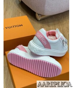 Replica Louis Vuitton Time Out Sneakers with Pink Signature Back 2