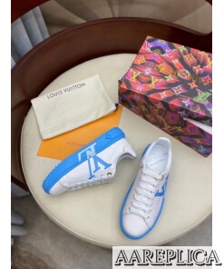 Replica Louis Vuitton White/Light Blue Time Out Sneakers 2