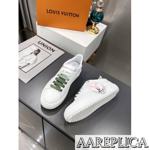 Replica Louis Vuitton Time Out Sneakers with Green Printed 3