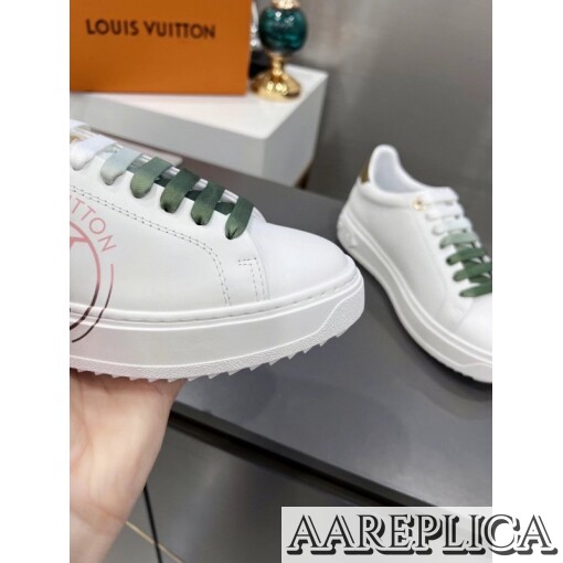 Replica Louis Vuitton Time Out Sneakers with Green Printed 4