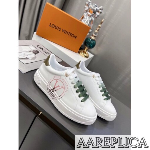 Replica Louis Vuitton Time Out Sneakers with Green Printed 7