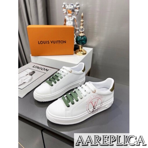 Replica Louis Vuitton Time Out Sneakers with Green Printed 8