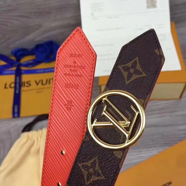 Louis Vuitton Reversible Monogram Canvas & Epi Leather 35mm LV Circle Belt