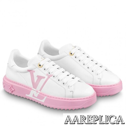 Replica Louis Vuitton White/Pink Time Out Sneakers 4