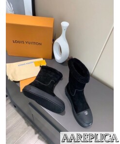 Replica Louis Vuitton Black Breezy Flat Ankle Boots 2