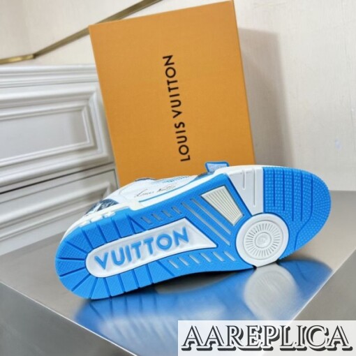 Replica Louis Vuitton LV Trainer Sneakers In Blue Denim with Mesh 6