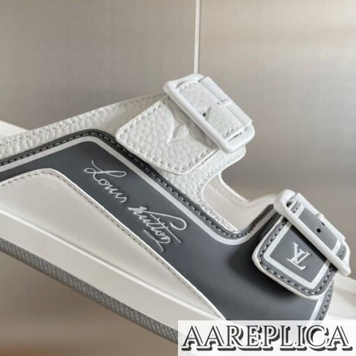 Replica Louis Vuitton LV Trainer Mules In White Leather 7