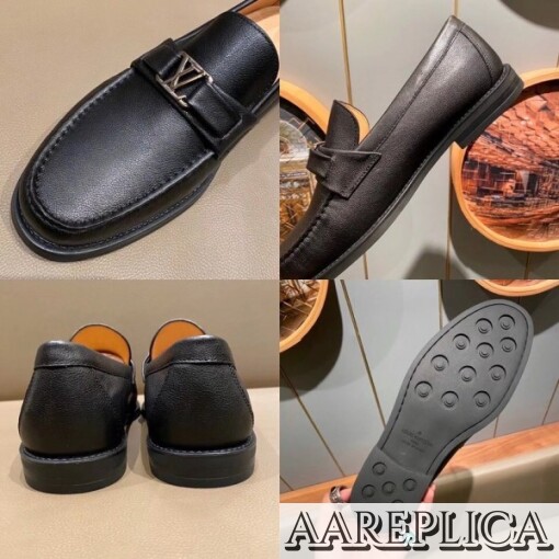 Replica Louis Vuitton Major Loafers In Black Leather 6