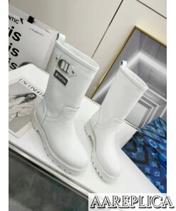 Replica Louis Vuitton Territory Flat Half Boots In White Leather 2