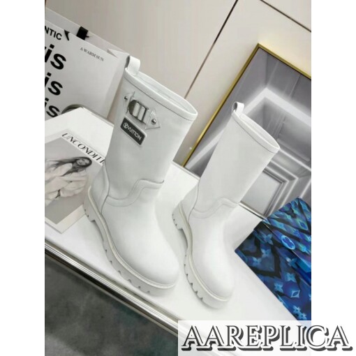 Replica Louis Vuitton Territory Flat Half Boots In White Leather 2