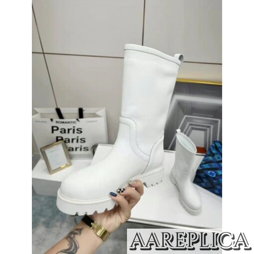 Replica Louis Vuitton Territory Flat Half Boots In White Leather 4
