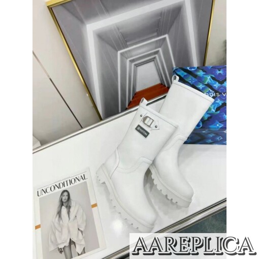 Replica Louis Vuitton Territory Flat Half Boots In White Leather 6