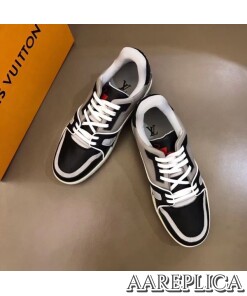 Replica Louis Vuitton LV Trainer Sneakers In Black/Grey Leather 2
