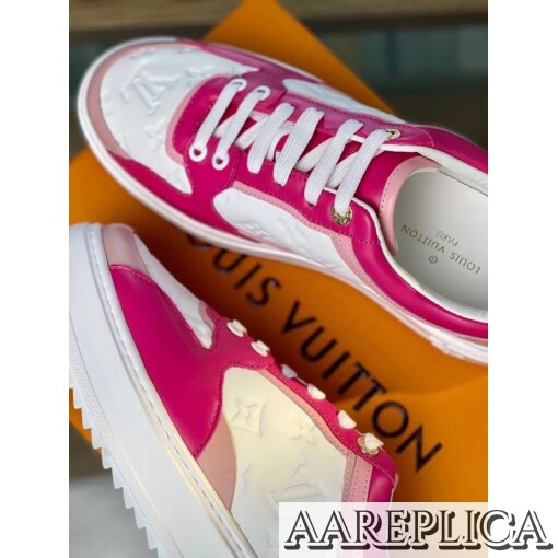Replica Louis Vuitton Monogram Lambskin Time Out Sneakers Pink 5
