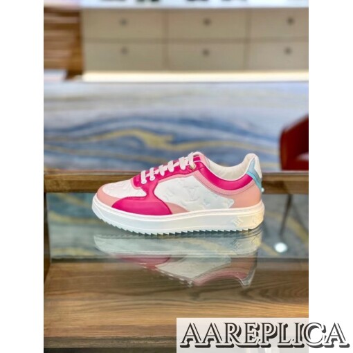 Replica Louis Vuitton Monogram Lambskin Time Out Sneakers Pink 8
