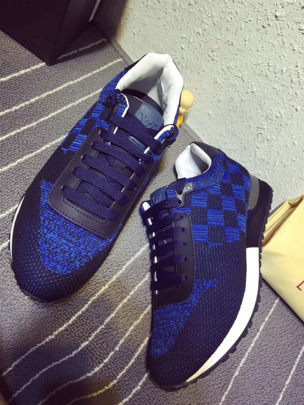 Replica Louis Vuitton LV Trainer Sneakers In Black/Blue Leather