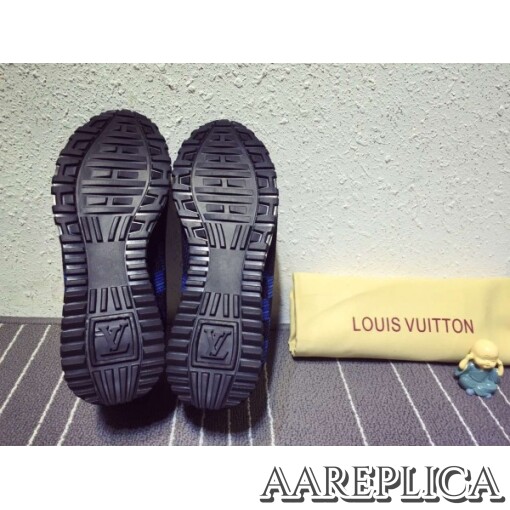 Replica Louis Vuitton Men Blue Run Away Sneaker Damier 8