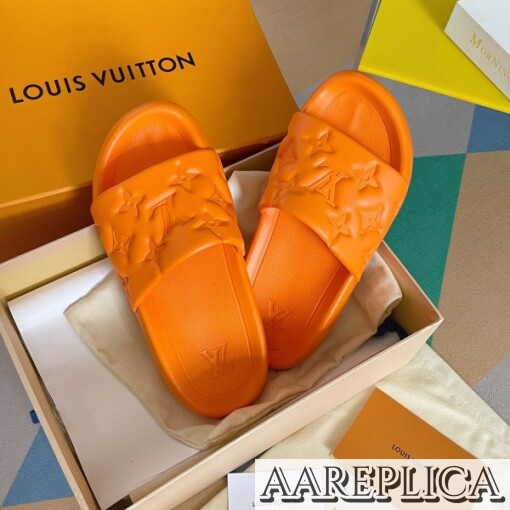 Replica Louis Vuitton Waterfront Mules In Orange Monogram Rubber 4