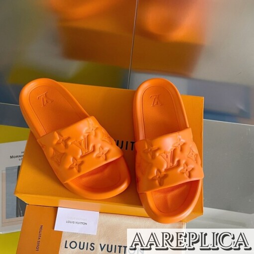 Replica Louis Vuitton Waterfront Mules In Orange Monogram Rubber 5
