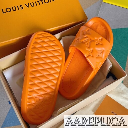 Replica Louis Vuitton Waterfront Mules In Orange Monogram Rubber 8
