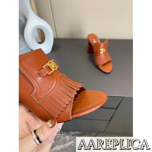 Replica Louis Vuitton Indiana Mules In Brown Leather 6