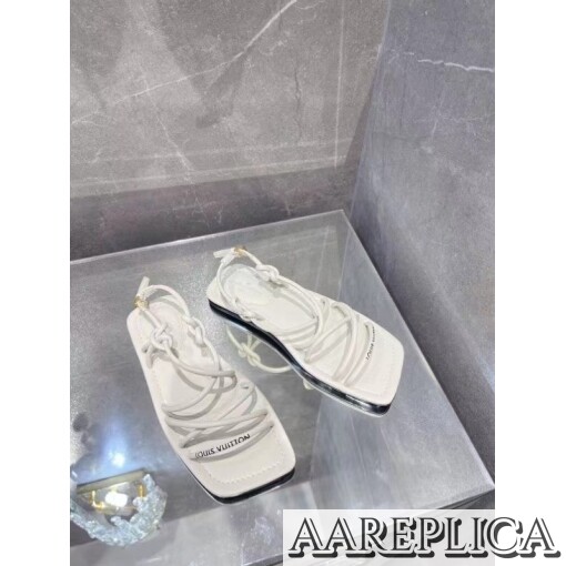 Replica Louis Vuitton Nova Flat Sandals In White Lambskin 2