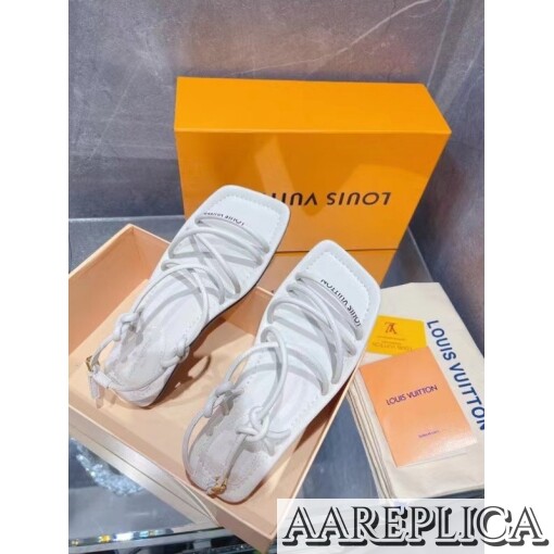 Replica Louis Vuitton Nova Flat Sandals In White Lambskin 4