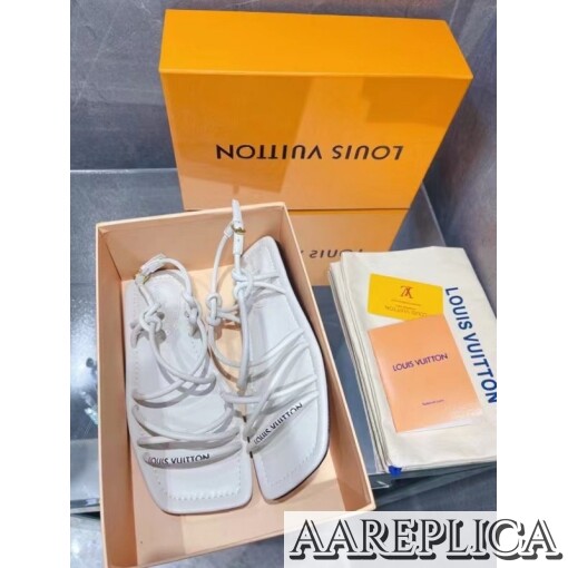 Replica Louis Vuitton Nova Flat Sandals In White Lambskin 5