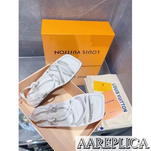 Replica Louis Vuitton Nova Flat Sandals In White Lambskin 6