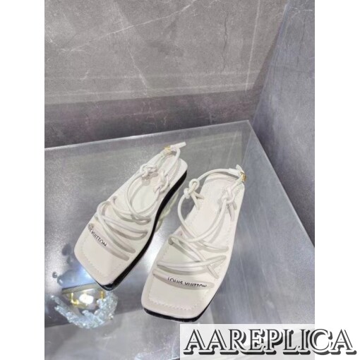 Replica Louis Vuitton Nova Flat Sandals In White Lambskin 7