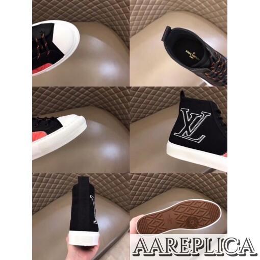 Replica Louis Vuitton Tattoo Sneaker Boots In Black Textile 8