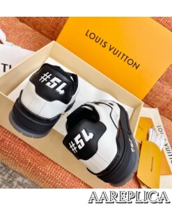 Replica Louis Vuitton White/Black LV Trainer Sneakers with #54 2