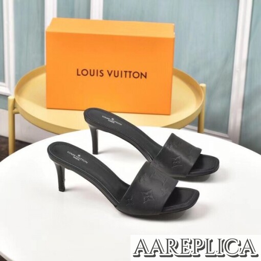 Replica Louis Vuitton Revival Mules 55mm In Black Monogram Lambskin 5