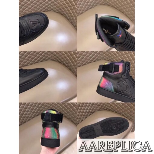 Replica Louis Vuitton Rivoli Sneaker Boots In Black Monogram Leather 8
