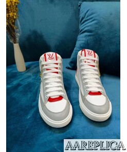 Replica Louis Vuitton White Charlie Sneaker Boots With Red Detail 2