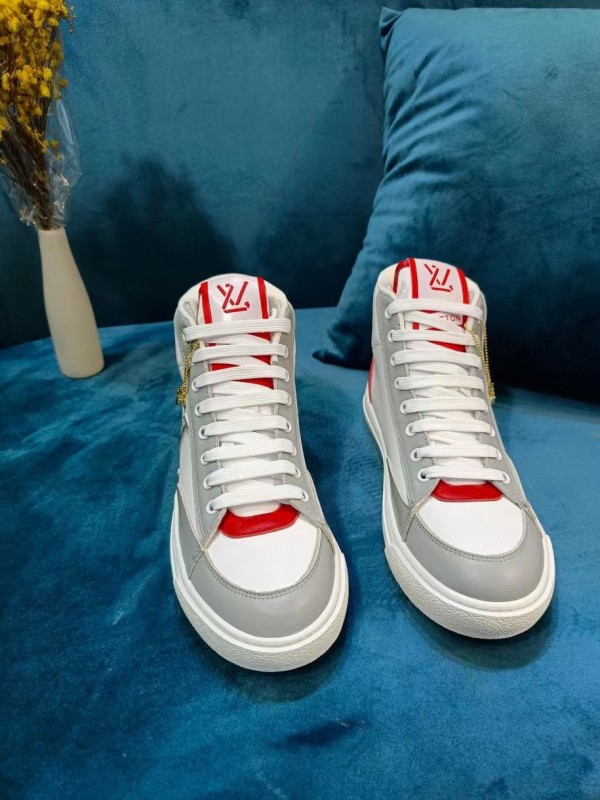 Replica Louis Vuitton Charlie Sneakers In White Leather With Red