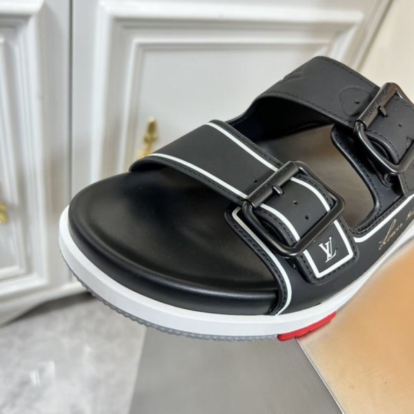 Louis Vuitton x NBA - Authenticated Sandal - Leather Black Plain for Men, Never Worn, with Tag