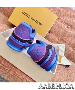 Replica Louis Vuitton LV Trainer Sneakers In Purple Crystals 2