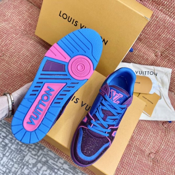 Louis Vuitton Mens LV Trainer US 9.5 UK 8.5 Purple Blue Pink Metallic  Sneakers