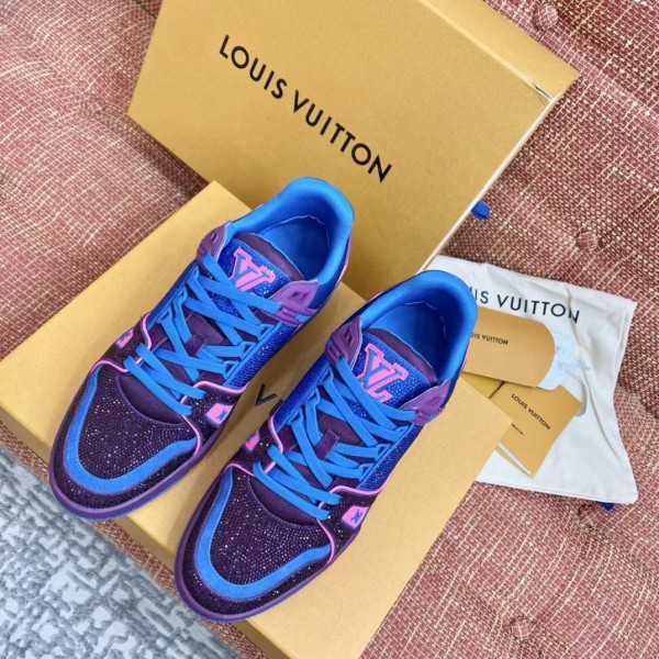 Louis Vuitton LV Trainer Strap Monogram Denim Violet White Size 9 New